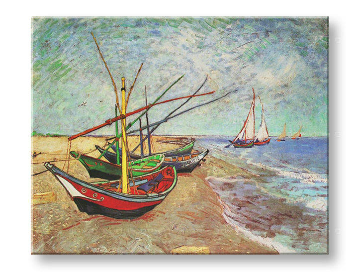 Reprodukcije FISHING BOATS ON THE BEACH AT SAINTS-MARIES - Vincent van Gogh