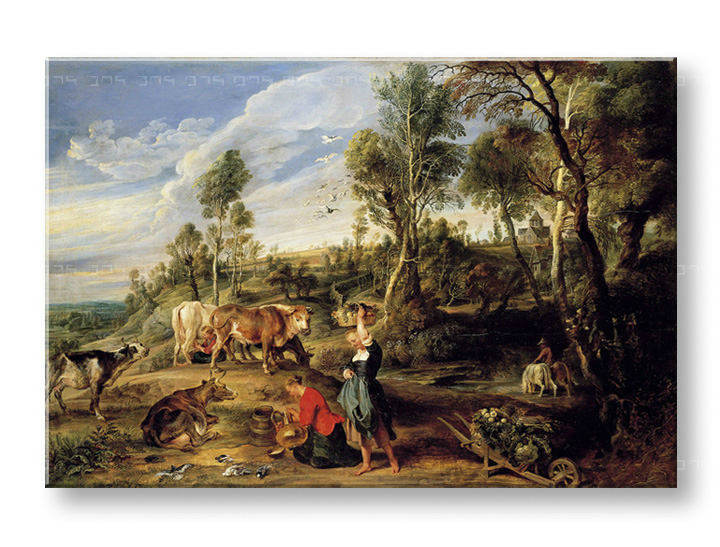 Reprodukcije MILKMAIDS WITH CATTLE IN A LANDCAPE - Peter Paul Rubens
