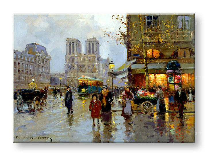 Reprodukcije PLACE SAINT-MICHEL ET NOTRE DAME - Edouard Leon Cortes