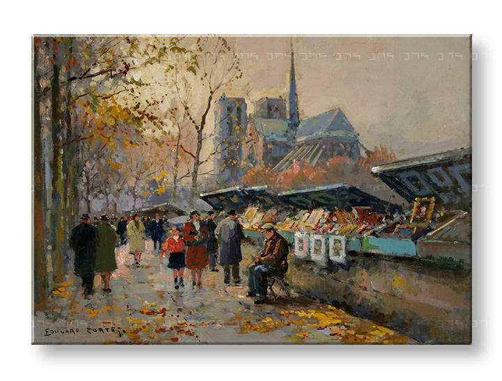 Reprodukcije BOOK SELLERS ALONG THE SEINE - Edouard Leon Cortes