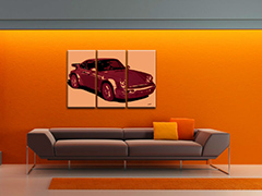 Ručno oslikana POP art slika PORŠE 911, 3 dela | različite veličine