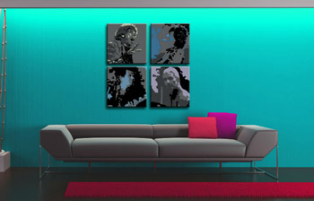 Ručno oslikana POP art slika Rolingstonsi od 4 dela | različite veličine