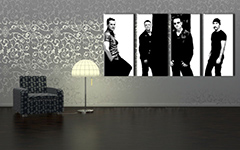 Ručno oslikana POP art slika U2 u crnoj boji od 4 dela U2 | različite veličine