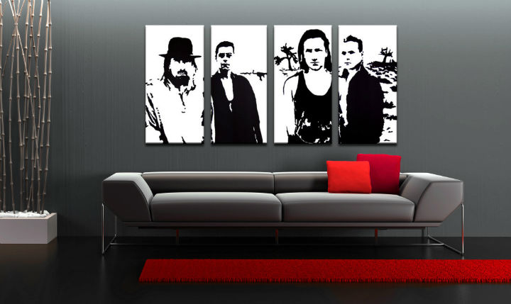 Ručno slikane slike na platnu Pop Art U2 in Black 4-delne 