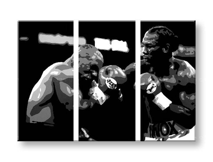 Ručno slikane slike na platnu Pop Art Tyson vs. Lewis 3-delne 