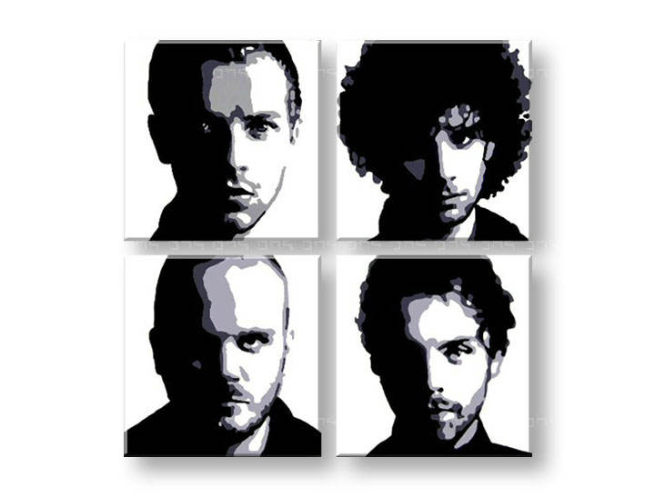 Ručno slikane slike na platnu Pop Art Coldplay 4-delne