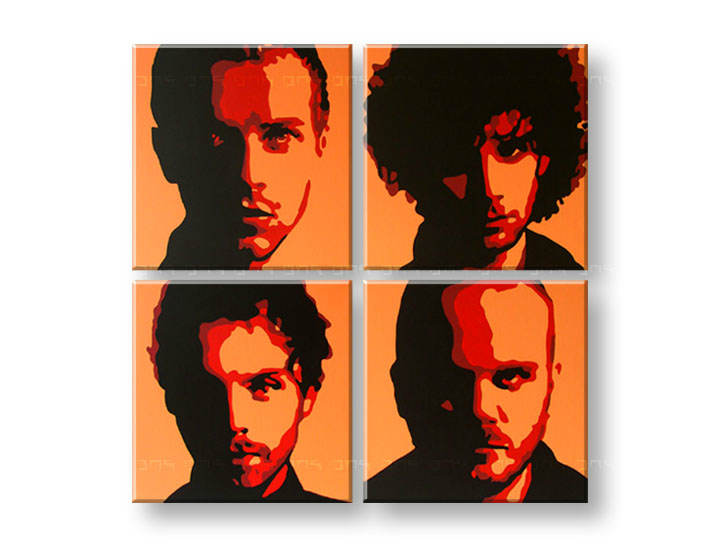Ručno slikane slike na platnu Pop Art Coldplay 4-delne