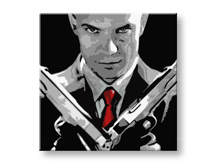 Ručno slikane slike na platnu Pop Art HITMAN 