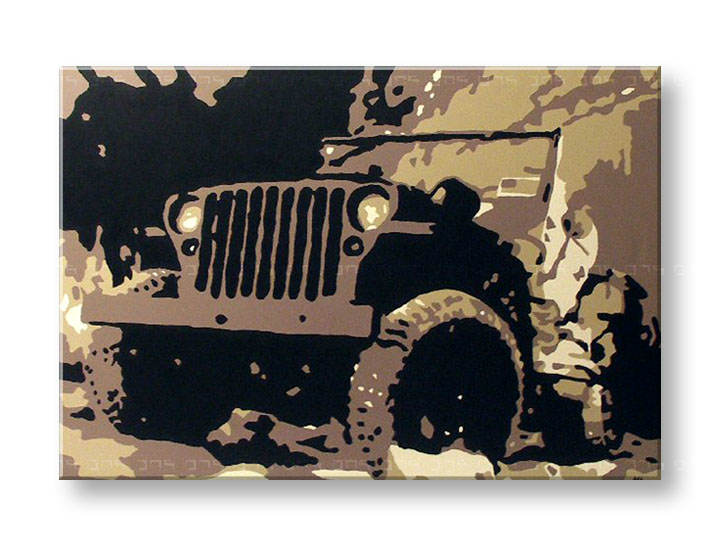 Ručno slikane slike na platnu Pop Art JEEP 