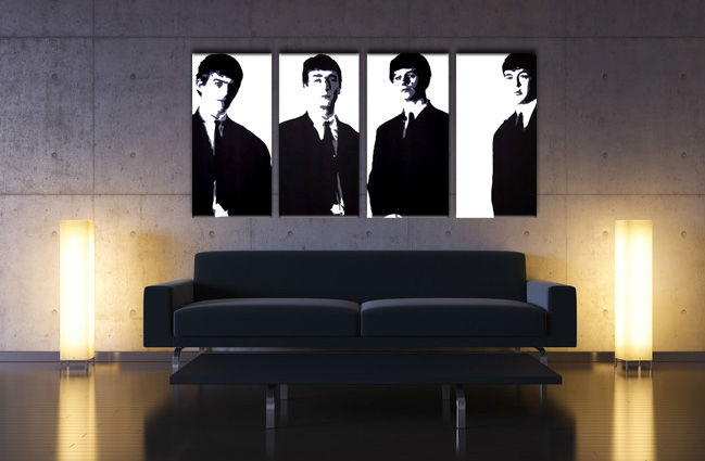 Ručno slikane slike na platnu Pop Art Beatles 4-delne 