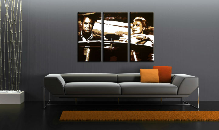 Ručno slikane slike na platnu Pop Art James Bond 3-delne 