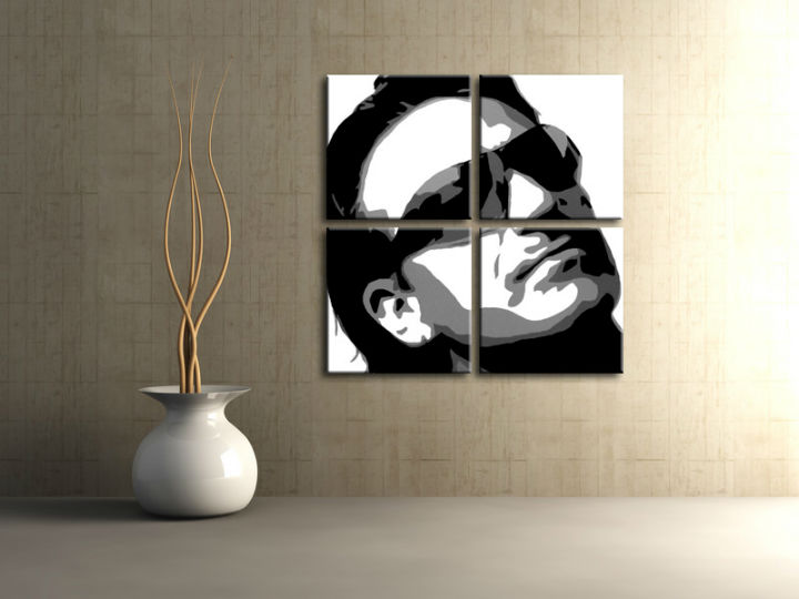 Ručno slikane slike na platnu Pop Art Bono-U2 4-delne