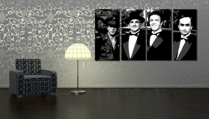 Ručno slikane slike na platnu Pop Art Corleone Family 4-delne 