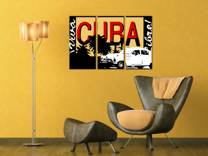 Ručno slikane slike na platnu Pop Art Cuba 3-delne 