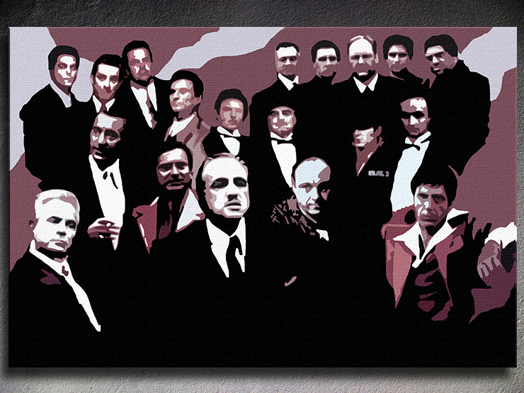 Ručno slikane slike na platnu Pop Art The Mafia Family 1-delne 