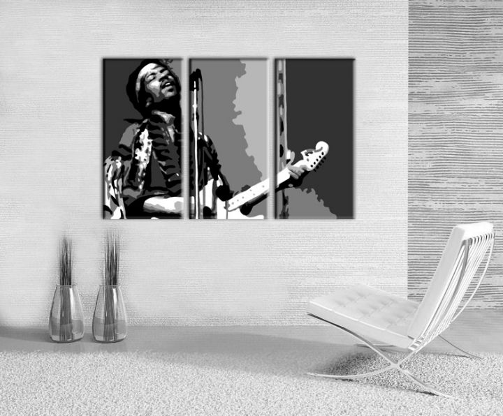 Ručno slikane slike na platnu Pop Art Jimmy Hendrix 3-delne 