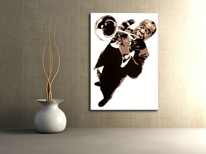 Ručno slikane slike na platnu Pop Art Luis Armstrong 1-delne 