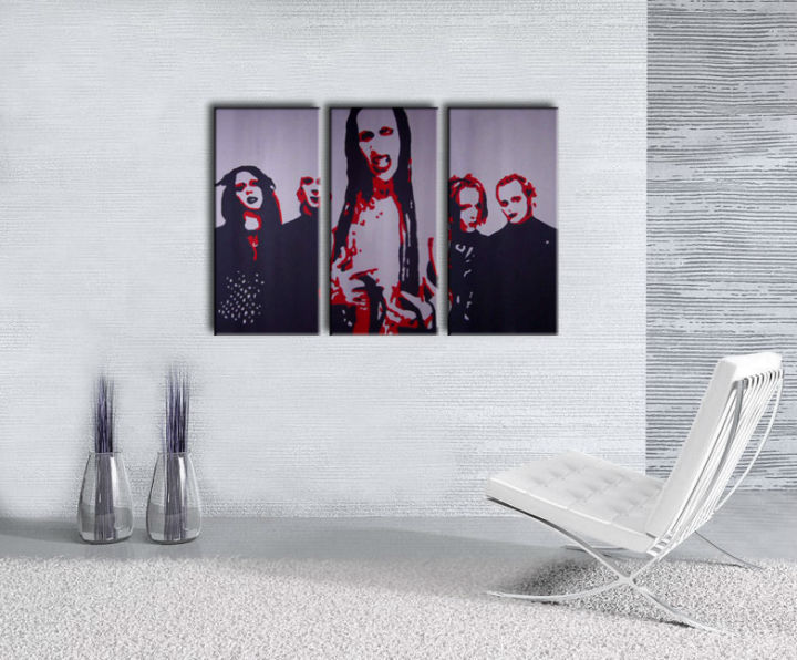 Ručno slikane slike na platnu Pop Art Marilyn Manson 3-delne 