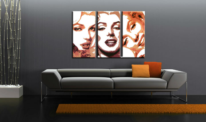 Ručno slikane slike na platnu Pop Art Marilyn Monroe 3-delne 