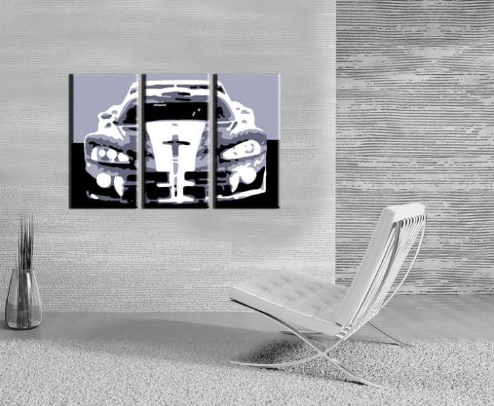 Ručno slikane slike na platnu Pop Art Dodge Viper GTS 3-delne 